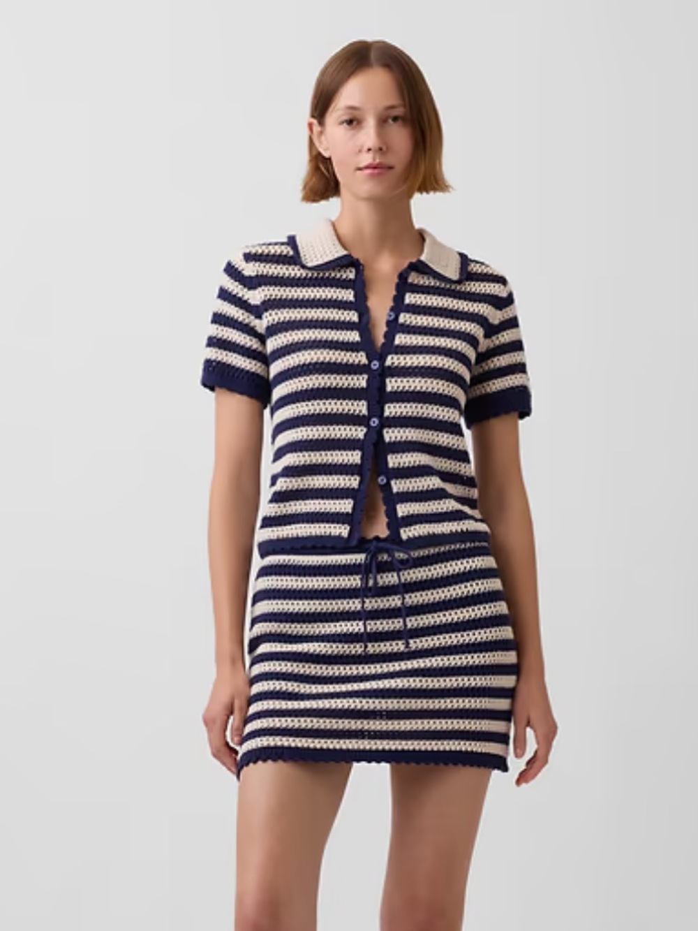 Gap 100% cotton crochet skirt set M